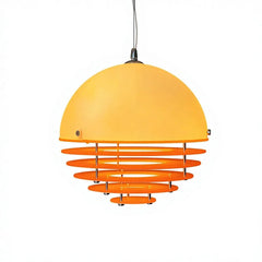 Matt White Dome Pendant Light, Amber Tiered Ring Skirt, 30cm Large Silhouette, Kitchen Island & Dining Table