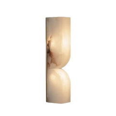 Natural Alabaster Panel Wall Light, Two Lobe Backlit Stone Form, Brass Edge Trim, H600, Hallway, Bedside & Living Room