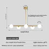 Opal Glass Globe Linear Bar Semi Flush Ceiling Light, Brass Angled Arms, 5 Light, Kitchen Island, Dining Room & Living Room
