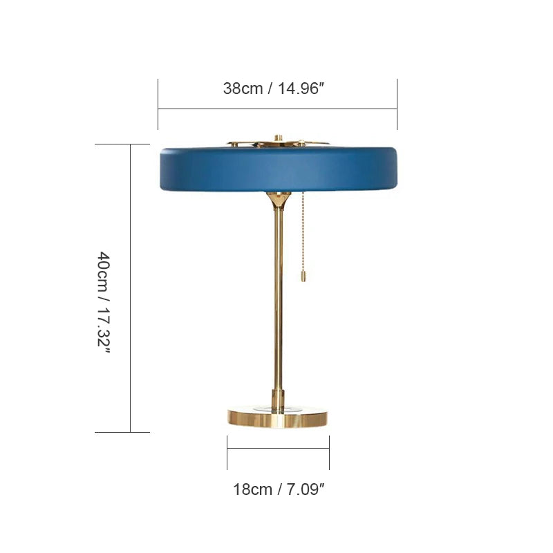 Black Fabric Drum Table Lamp, Brushed Brass Stem, Square Stone Base, Pull Chain Switch, Bedside, Console & Living Room
