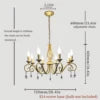 Faceted Crystal Branch Chandelier, Gold Finish, 8 Scrolled Candle Arms, 72 x 72 x 98cm, Dining Room & Living Room