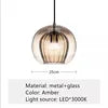 Ribbed Amber Smoked Glass Globe Pendant Light, Brass Cap on Braided Cable, 25cm, Bulb Not Included, Kitchen Island, Dining Table & Bedside