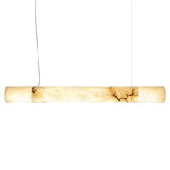 Natural Alabaster Linear Bar Pendant Light, 180cm Length, Knotted Texture, Integrated LED, Kitchen Island & Dining Room