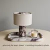 Purple Marble Column Table Lamp, Natural Linen Drum Shade, Individually Veined Stone, Living Room, Bedroom & Console