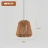 Woven Jute Rope Bell Pendant Light, Natural Finish, Tapered Line, Black Flex Cable Suspension, Bulb Not Included, Bedroom and Living Room