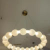 Textured Alabaster Bead Ring Chandelier, 1000mm Ring, Continuous Glowing Strand, Integrated LED, Living Room & Stairwell