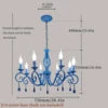 Faceted Crystal Branch Chandelier, Blue Finish, 8 Scrolled Candle Arms, 72 x 72 x 98cm, Dining Room & Living Room