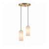 Frosted Alabaster Cluster Pendant Light, 2 Heads, Brass Ceiling Canopy, 150cm Drop, Kitchen Island & Dining Table
