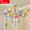 Textured Multicolour Resin Branch Chandelier, 6 Pastel Candle Arms, Colour Drop Beads, Bulbs Not Included, Bedroom, Living Room & Dining Room