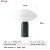 Glossy Opal Glass Dome Table Lamp, Green Marble Column Base, Rounded Mushroom Shade, 25 x 36cm, Bedside & Console Table