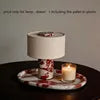 Royal Rose Marble Column Table Lamp, Natural Linen Drum Shade, Individually Veined Stone, Living Room, Bedroom & Console