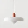 Glazed White Glass Disc Pendant Light, High Gloss Finish, Ribbed Rim Detail, 25cm, Exposed Bulb, Bedroom & Living Room