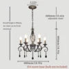 Faceted Crystal Branch Chandelier, Matt Black Finish, 6 Scrolled Candle Arms, 46 x 46 x 98cm, Dining Room & Living Room