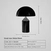 Black Mushroom Dome Table Lamp, Slim Tapered Column Base, Metal Construction, Living Room & Home Office Desk Space