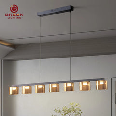 Smoked Glass Bell Cluster Pendant Light, Tapered Shades on a Black Linear Bar, Dining Room, Kitchen Island & Living Room