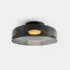 Tiered Grey Glass Semi Flush Ceiling Light, Single Dome Layer, Black Ceiling Canopy, D42 x H11cm, Hallway & Living Room