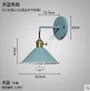 Matt Cone Metal Wall Light, Sky Blue Finish, Brass Swivel Joint, Bare Bulb Industrial Style, Hallway & Living Room Accent