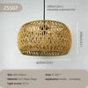 Ribbed Rattan Cage Pendant Light, Brown Finish, Black Cable Suspension, Bulb Not Included, Kitchen Island and Dining Table