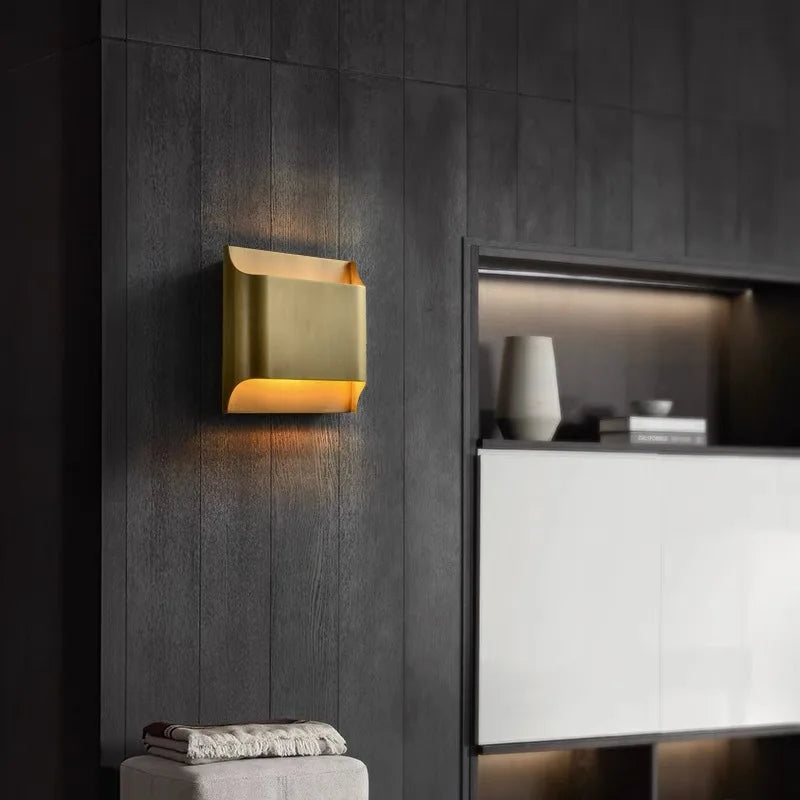 Matt Black Panel Wall Light, 10cm Curved Top and Base, Warm Up and Down Light Wash, Hallway, Bedside & Living Room