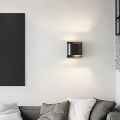 Matt Black Panel Wall Light, 10cm Curved Top and Base, Warm Up and Down Light Wash, Hallway, Bedside & Living Room
