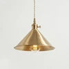 Brass Cone Pendant Light, Exposed Filament Bulb, 18cm Shade, Industrial Vintage Style, Dining Table & Home Office