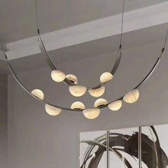 Amber Glass Arched Cluster Pendant Light, Sculptural Dome Garland, 180cm Wide, 140cm High, Dining Room & Stairwell