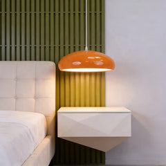 Glossy Ochre Metal Dome Pendant Light, Rounded Shade on a Slim Cable, Bulb Not Included, Bedside, Kitchen Island & Dining