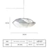 White Fabric Ellipse Pendant Light, Black Trim Panels, Wide Oval Lantern Shade, 50cm, Dining Room, Bedroom & Hallway
