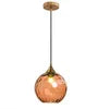 Fluted Glass Globe Pendant Light, Orange Embossed Finish on a Brass Cap, Bulb Not Included, Dining Table & Living Room