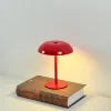Compact Red Dome Table Lamp, Adjustable Warm Glow, Rechargeable USB Base, Bedside, Living Room & Home Office