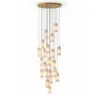 Frosted Alabaster Cluster Pendant Light, 15 Heads, Wide Spread Brass Canopy, 250cm Drop, Kitchen Island & Dining Table