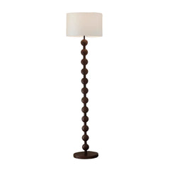 Stacked Wood Bead Column Floor Lamp, Near Black Finish, Cream Drum Shade, Living Room, Reading Corner & Bedroom