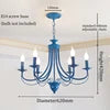 Curved Branch Iron Chandelier, 6 Light Candle Style Arms, Blue Finish, 62x62x102cm, Traditional Style, Dining Room & Hallway