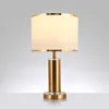 Fabric Drum Table Lamp, Gold Trimmed Cream Shade, Polished Brass Column Base, Self-Assembly Required, Living Room & Bedroom Dresser