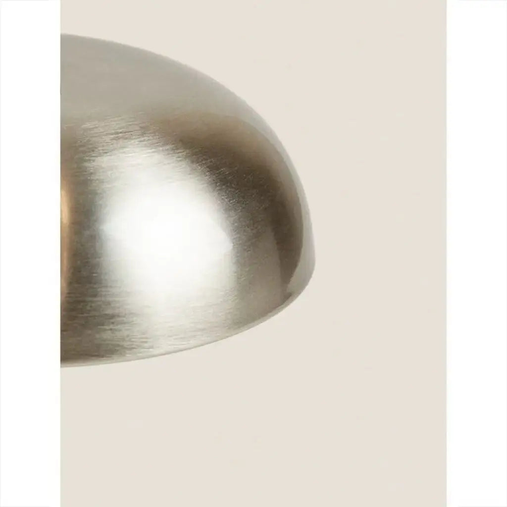 Compact Brushed Nickel Dome Table Lamp, Adjustable Warm Glow, Rechargeable USB Base, Bedside, Living Room & Home Office