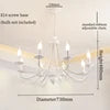 Curved Branch Iron Chandelier, 8 Light Candle Style Arms, White Finish, 73x73x108cm, Traditional Style, Dining Room & Hallway