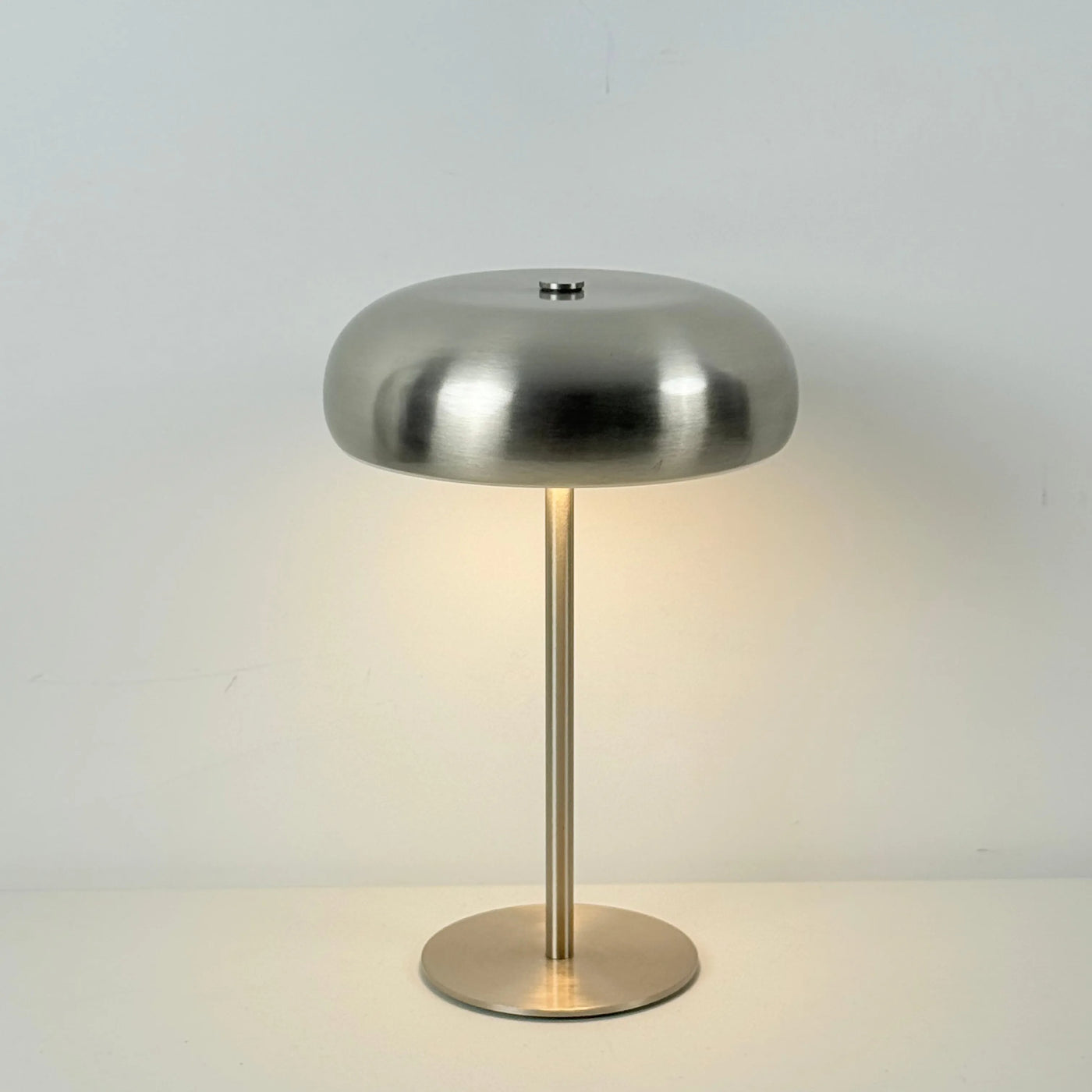 Mushroom Dome Table Lamp, Gold Tone Finish, Cordless Rechargeable Touch Control, Bedside, Console & Home Office