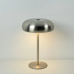 Mushroom Dome Table Lamp, Gold Tone Finish, Cordless Rechargeable Touch Control, Bedside, Console & Home Office