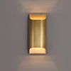 Brushed Brass Panel Wall Light, 10cm Curved Top and Base, Warm Up and Down Light Wash, Hallway, Bedside & Living Room