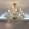 Clear Glass Candelabra Chandelier, 12 Lights, Gold Accents, 65cm Height, Layered Crystal Drops, Formal Dining Room & Stairwell