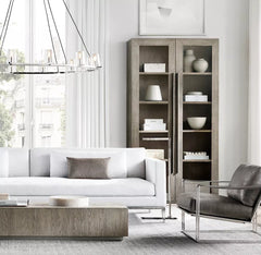 Ribbed Glass Ring Chandelier, Bronze Finish, Wide Ring Frame with Chain Suspension, Dining Room & Living Room