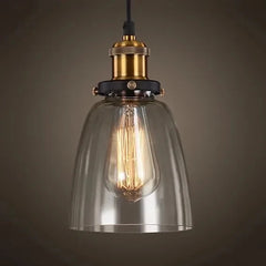 Smoked Amber Glass Cone Pendant Light, Antique Brass Holder, Exposed Lamp, Knurled Grip Band, Kitchen Island & Dining Table
