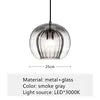 Ribbed Smoked Grey Glass Globe Pendant Light, Brass Cap on Braided Cable, 25cm, Bulb Not Included, Kitchen Island, Dining Table & Bedside