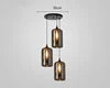 Cylinder Smoked Glass Cluster Pendant Light, 3 Drops on a Round Ceiling Plate, Dining Table, Kitchen Island & Living Room