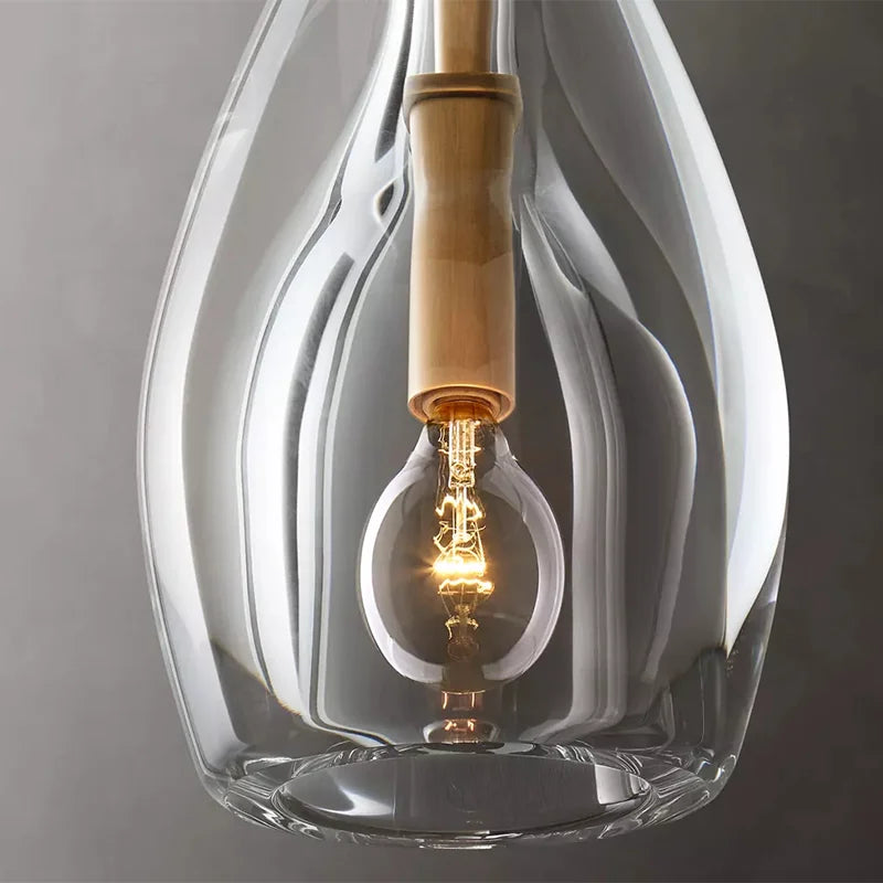 Rippled Clear Glass Teardrop Wall Light, Satin Nickel Bracket Arm, Rectangular Backplate, Bedside, Hallway & Living Room