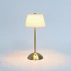 Yellow Pleated Fabric Cone Table Lamp, Brass Stem, Rechargeable Cordless Touch Control, Bedside, Console & Dining Table