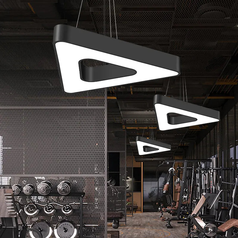 Black Steel Panel Pendant Light, 100x100x80cm, Triangular Diffused Shade, Home Office, Dining Table & Kitchen Island