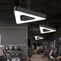 Black Steel Panel Pendant Light, 100x100x80cm, Triangular Diffused Shade, Home Office, Dining Table & Kitchen Island