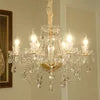 Clear Glass Candelabra Chandelier, 6 Lights, Gold Accents, 50cm Height, Layered Crystal Drops, Formal Dining Room & Stairwell