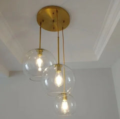 Mirrored Glass Globe Pendant Light, Grey Ombre Finish, 15cm Diameter, Black Cable, Bulb Not Included, Dining Table and Kitchen